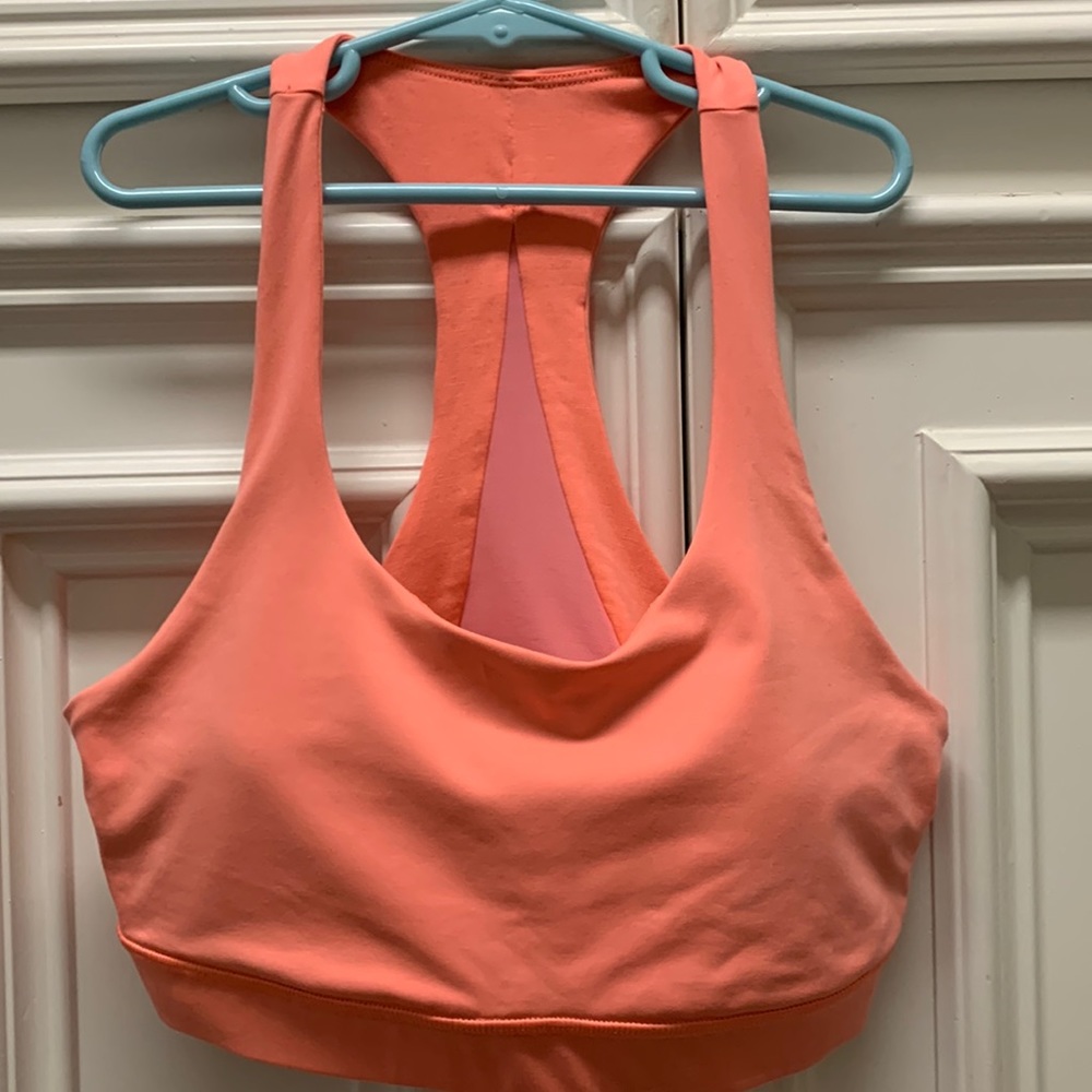 Lululemon racer back bra. Color is peach. Size 8. Gently